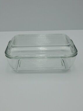 Arcoroc France Ribbed Clear Glass Refrigerator Dish ARC Covered Butter Dish